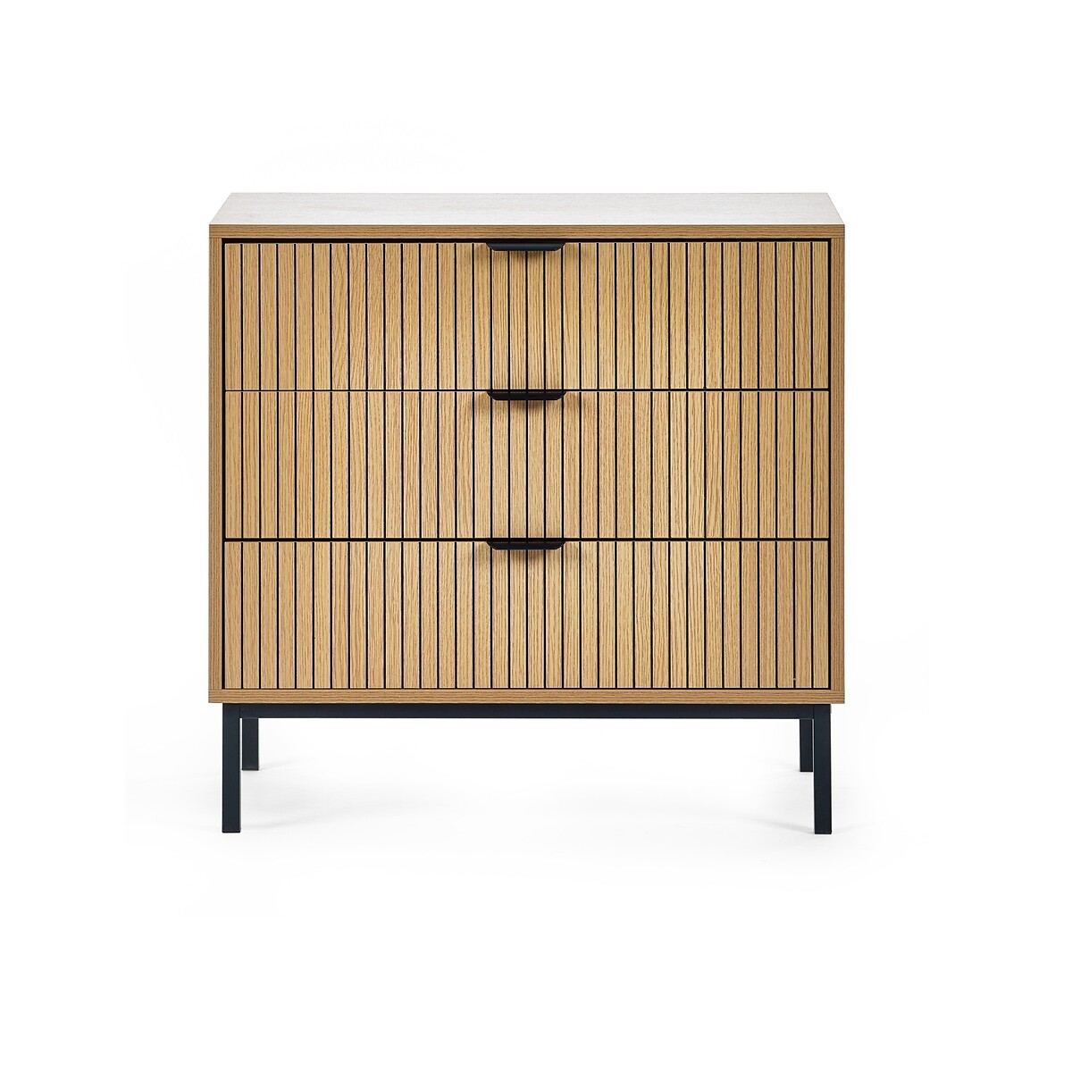 Gia Slatted Oak 3 Drawer Chest oak, SO'HOME