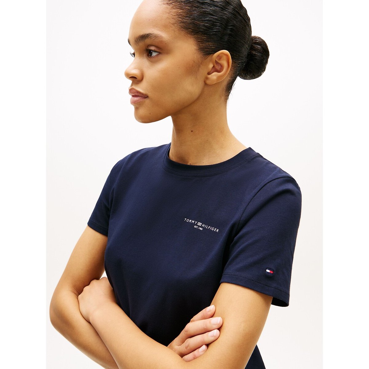 T-shirt girocollo a maniche corte navy, TOMMY HILFIGER