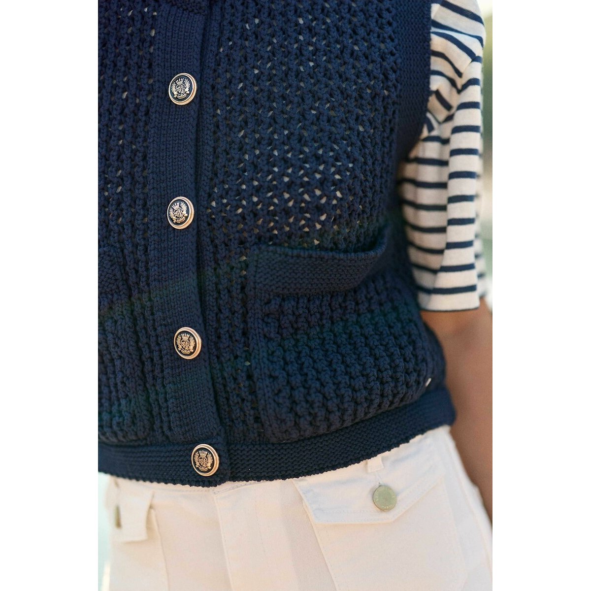 Milana Sleeveless Cardigan navy, LA PETITE ETOILE