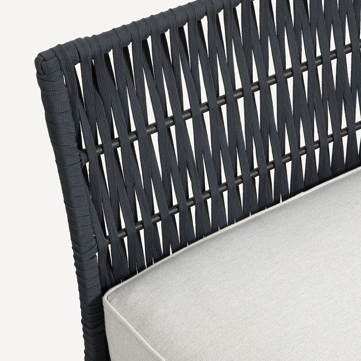 Omkeerbare chaise longue met gevlochten singels, Leandra mêleegrijs, AM.PM