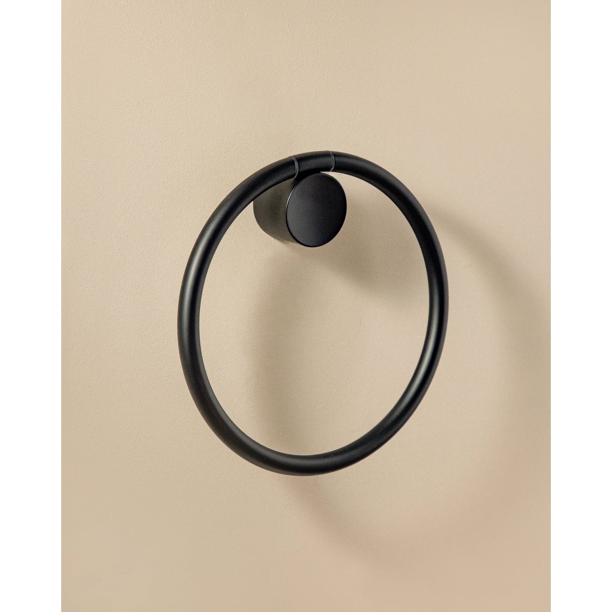 Porte Serviette Anneau mural avec vis ou adhésif GEYSER noir mat, COSMIC
