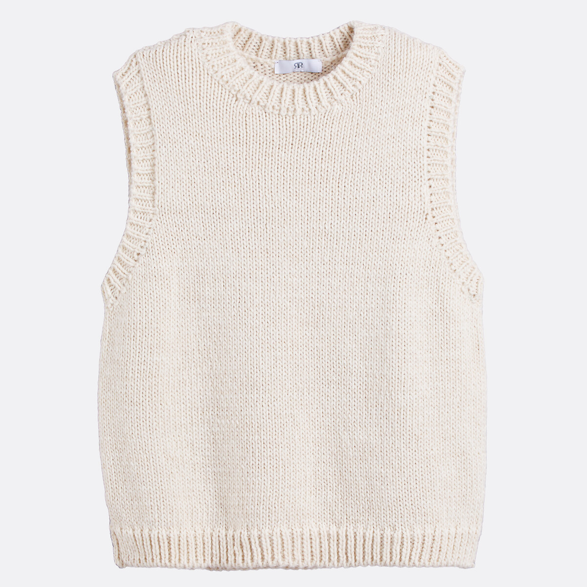 Colete com gola redonda cru, LA REDOUTE COLLECTIONS
