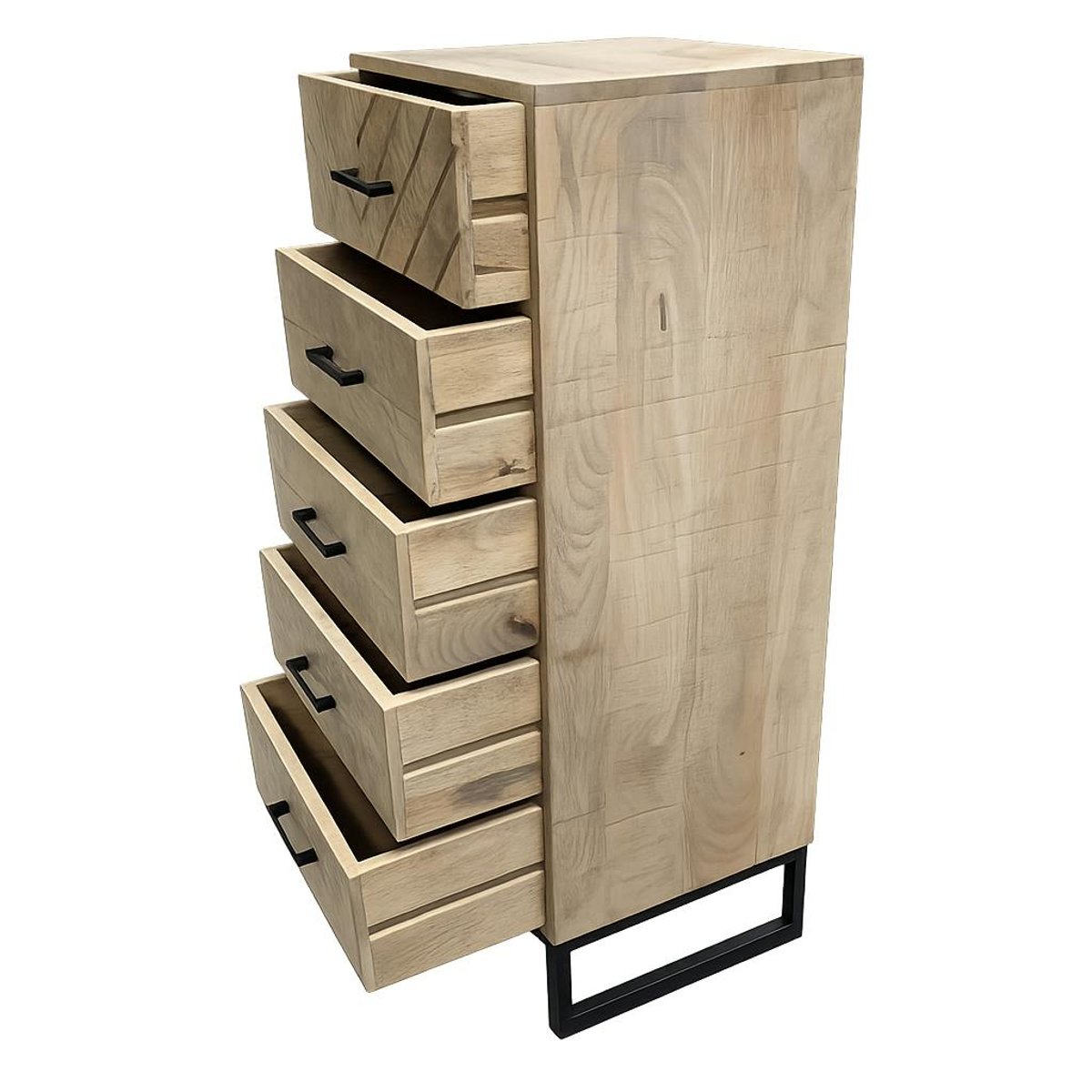 Commode étroite en bois de manguier 5 tiroirs BRIX bois naturel, PIER IMPORT