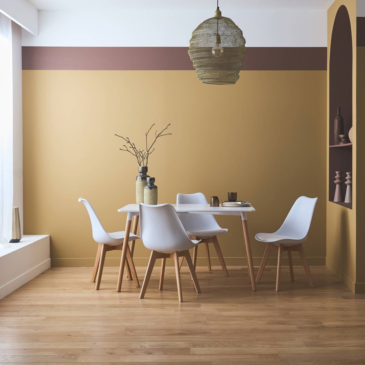 Ensemble table à manger scandinave pieds bois de hêtre 4 chaises HEDVIG 120X80CM blanc, SWEEEK