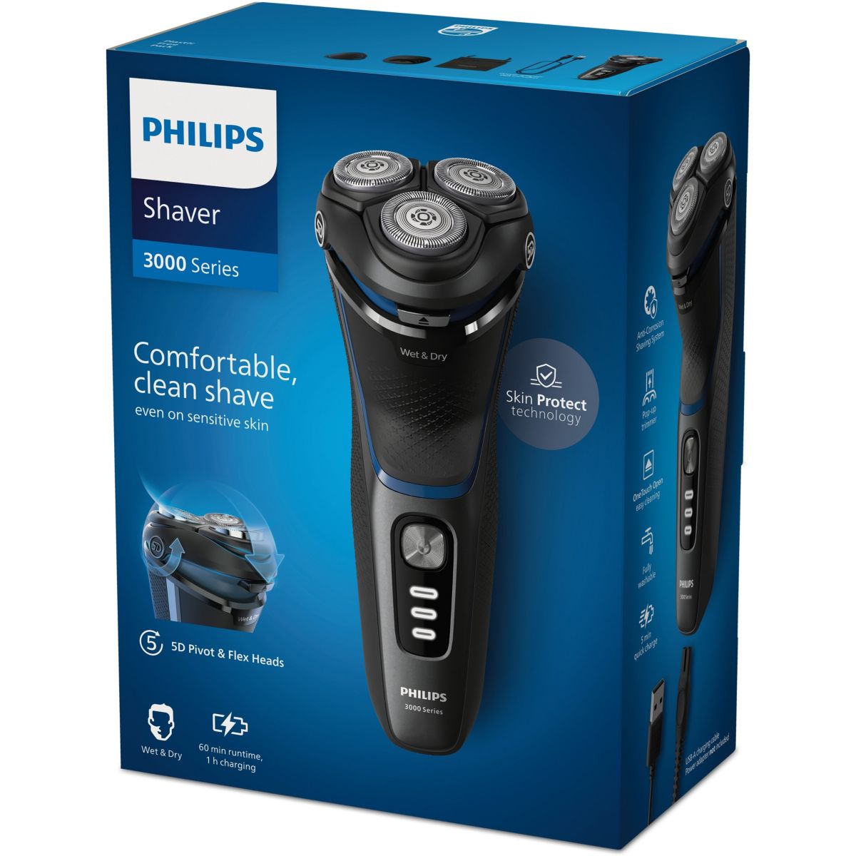 Rasoir électrique Series 3000 S3344/13 noir, PHILIPS