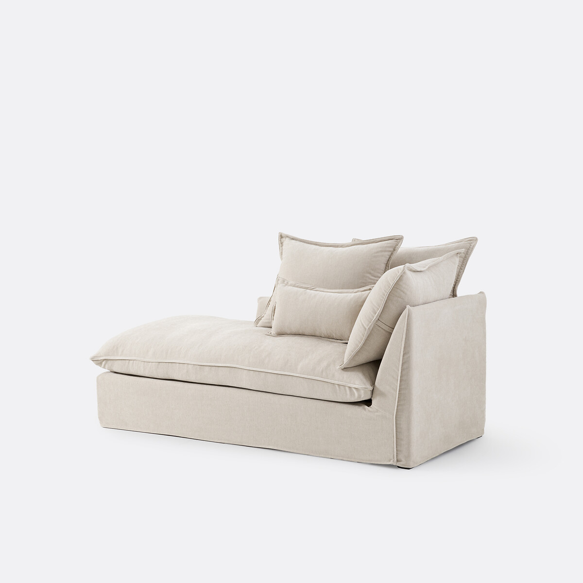 Méridienne gauche, déhoussable, en polyester chiné, ODNA beige, LA REDOUTE INTERIEURS
