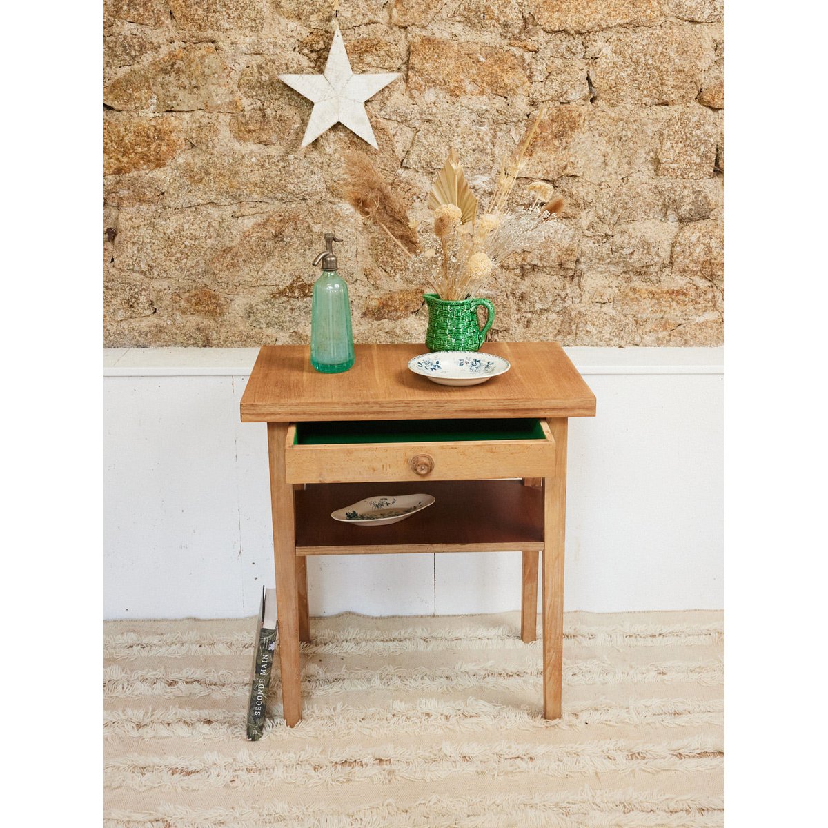 Table d'appoint en bois Francine N°1024 - Bon état bois clair, DEBONGOUT