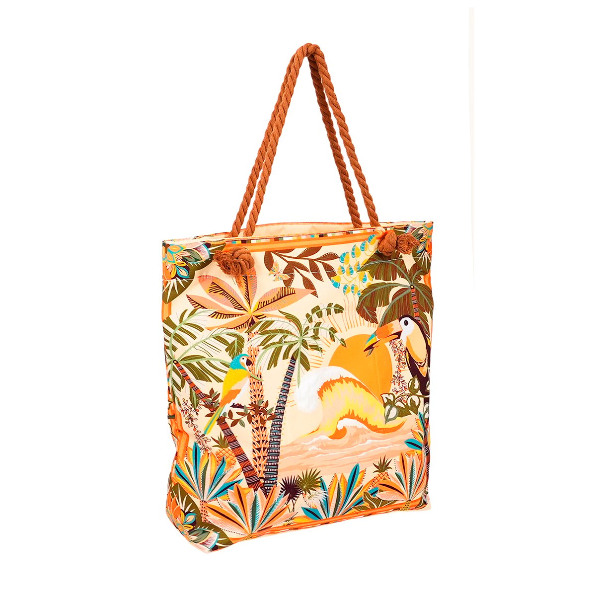 Sac cabas à motifs exotiques avec trousse DOLCE jaune, WILD