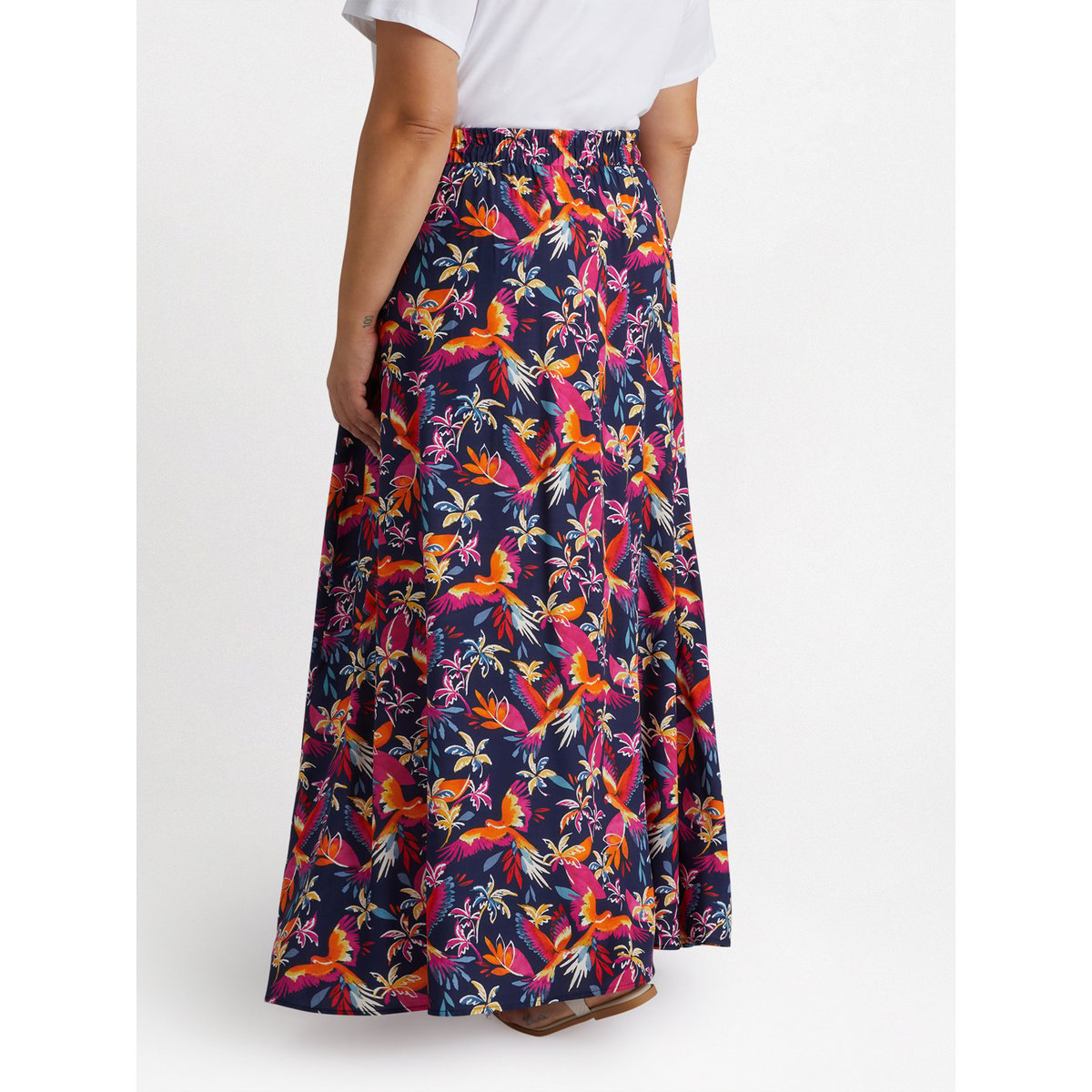 Jupe longue imprimé Perroquets & Palmiers fuchsia, FIORELLA RUBINO