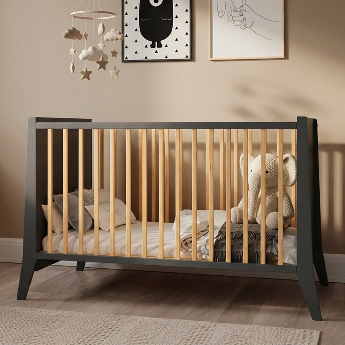 Lit bébé évolutif Timeo - Espace qui grandit gris, MINEA