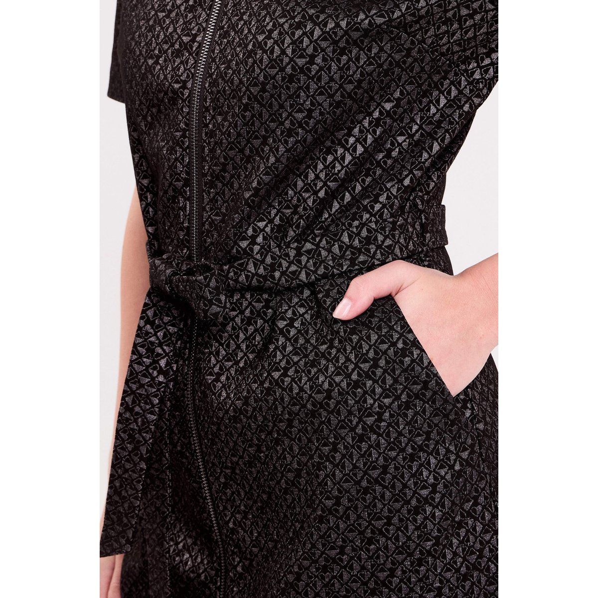 Robe droite courte col chemise noir, CACHE CACHE