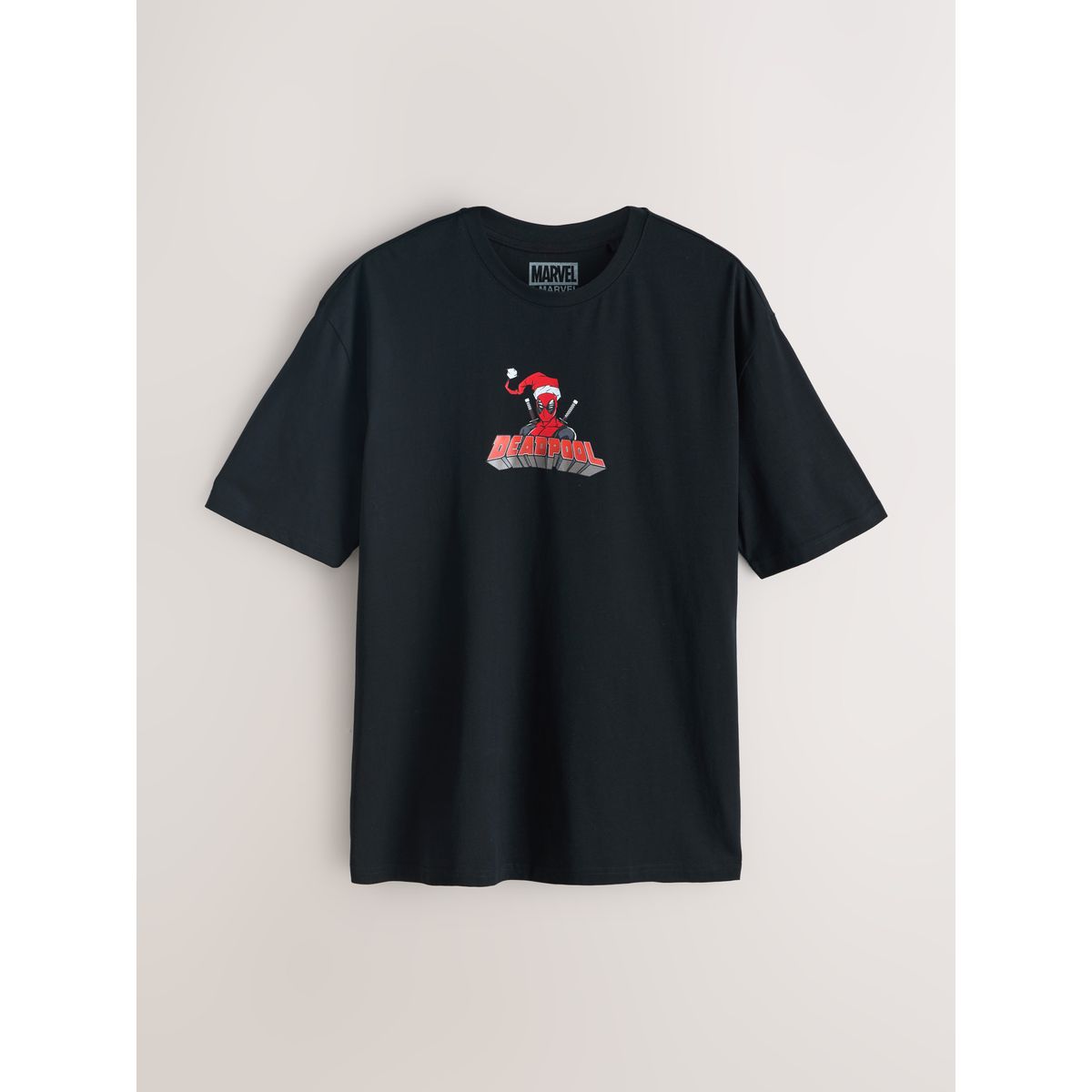 T-shirt de noël à imprimé graphique deadpool noir, NEXT