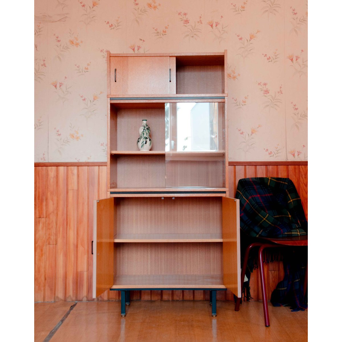 Bibliothèque vitrée contemporaine Madeleine N°740 - Bon état bois clair, DEBONGOUT