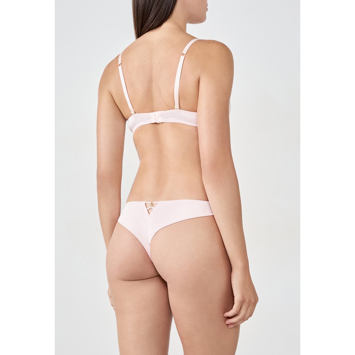 Tanga en broderie florale ENVOLEE rose poudre, ETAM