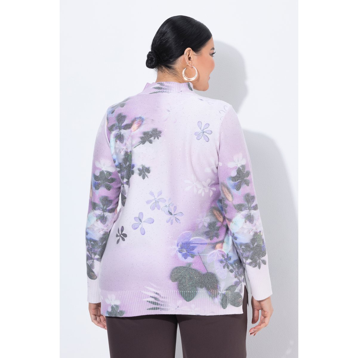 Pull col montant et manches longues lilas clair, ULLA POPKEN
