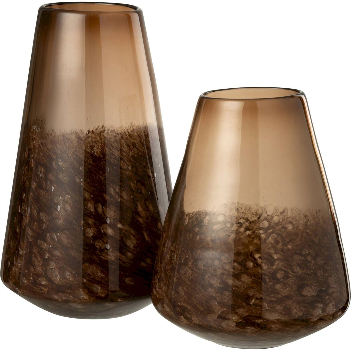 Vase conique en verre soufflé marron foncé, RECOLLECTION