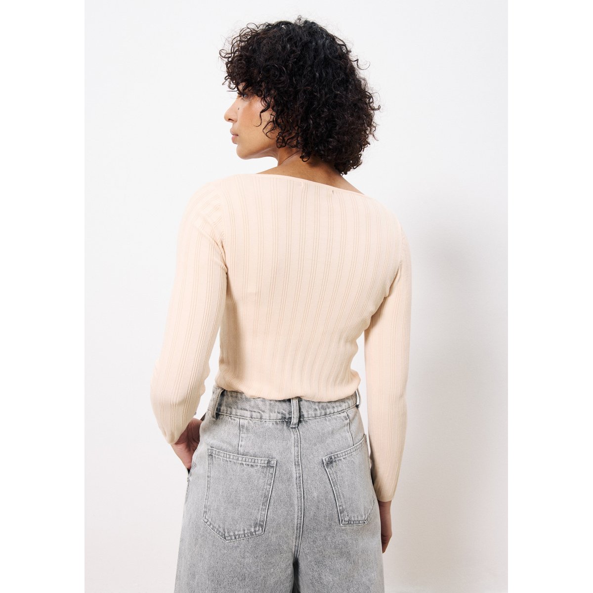 Pull en coton PATRICIE rose pale, FRNCH