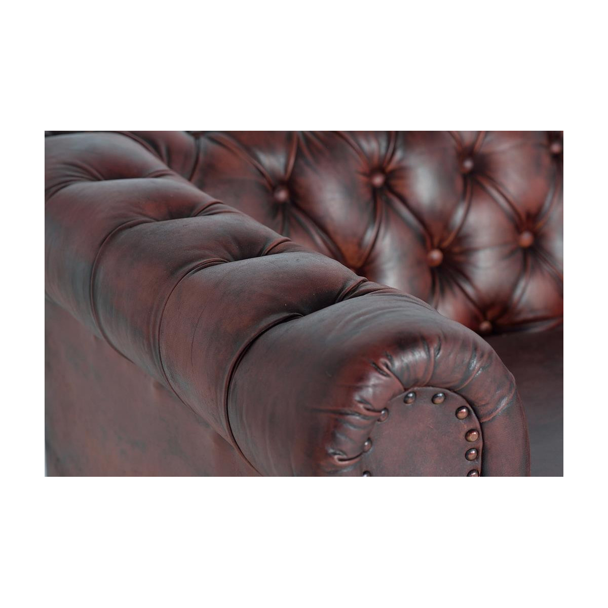 Canapé cuir 3 places marron, DECORATION D’AUTREFOIS