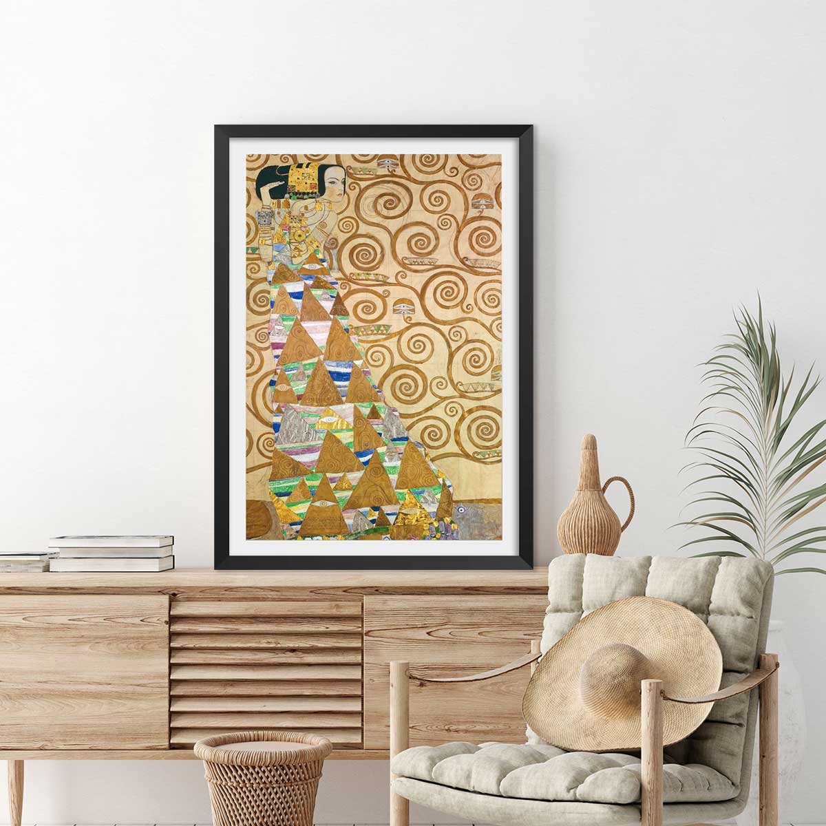 Affiche Study for Expectation par Gustav Klimt affiche + cadre en bois - noir, HEXOA