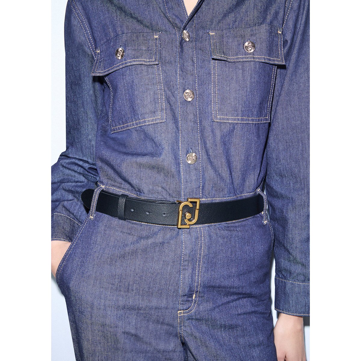Ceinture avec logo monogramme noir, LIU JO