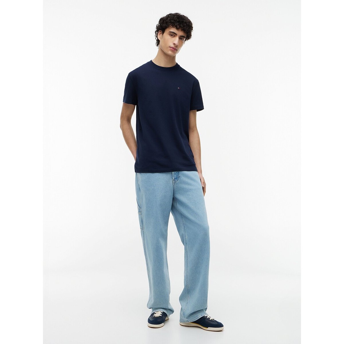 Flag Logo Short Sleeve T-Shirt navy blue, TOMMY JEANS