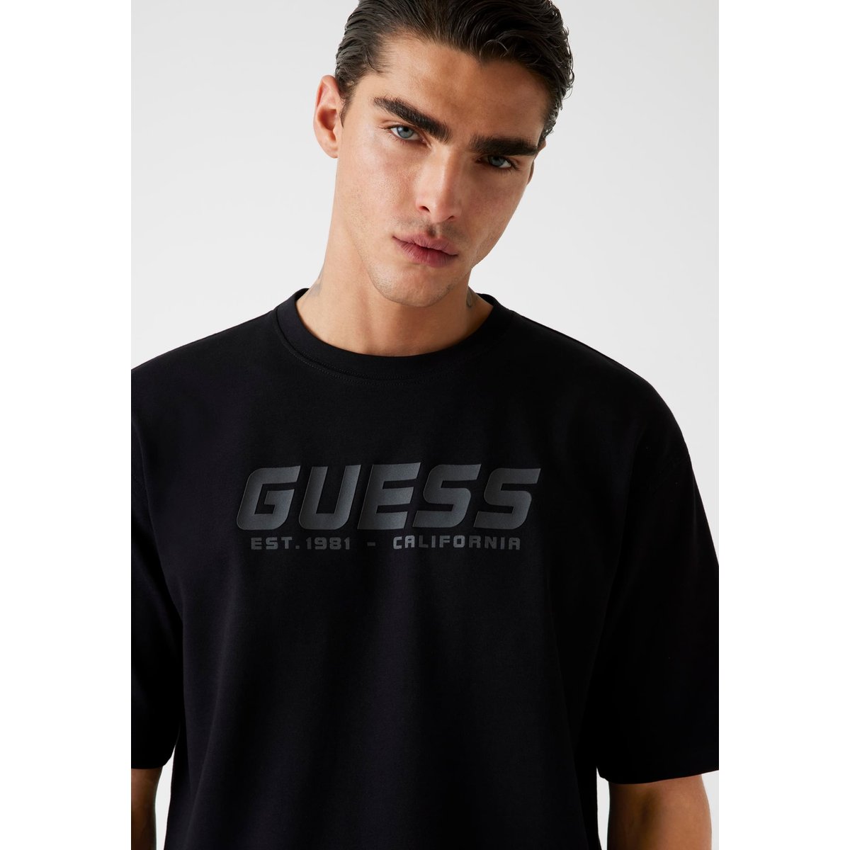 T-Shirt Logo Imprimé noir, GUESS