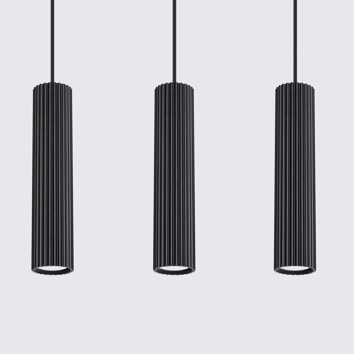 Suspension Aluminium Noir GU10 3 Karbon Line noir, EDEN