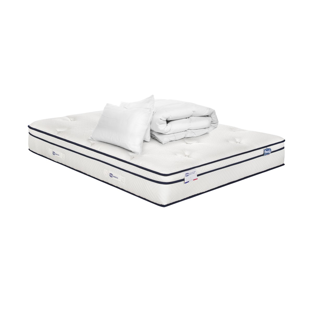 Matelas 180x200 Hybride, ferme H27 + couette + 2 oreillers - INEGALE blanc, SIMMONS