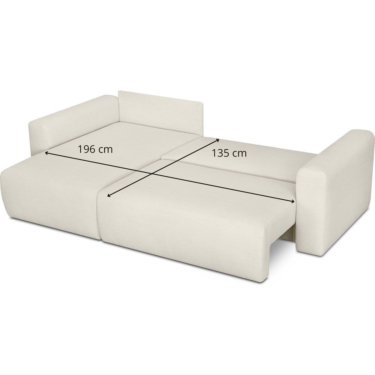 Canapé d'angle convertible 4 places en tissu - DAVIS ecru, HOMIFAB
