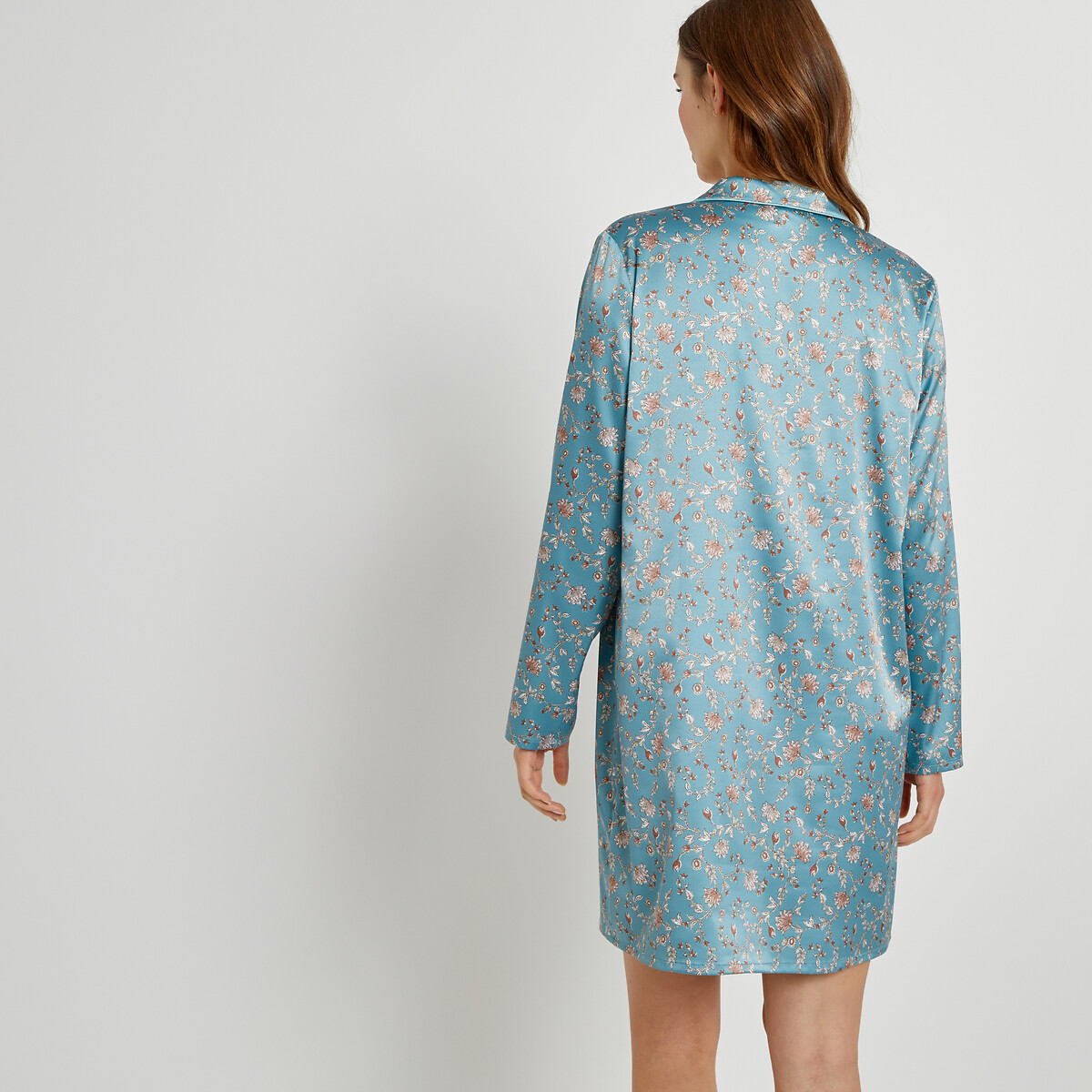 Floral Print Satin Nightshirt floral print, LA REDOUTE COLLECTIONS