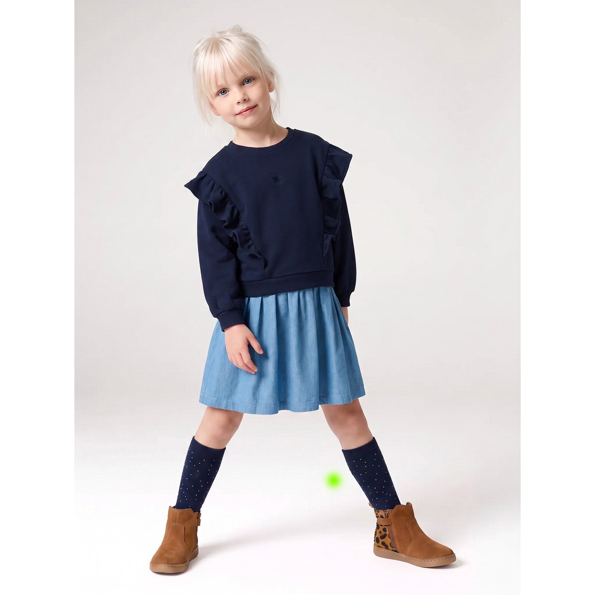 Robe manches longues marine, VERTBAUDET