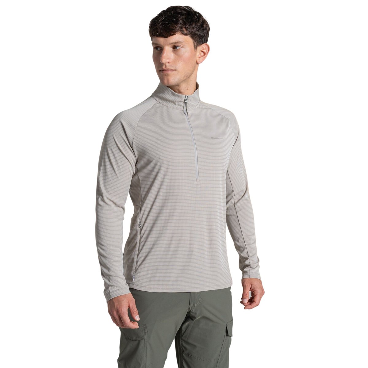 Sweat uni à col montant zippé beige, CRAGHOPPERS