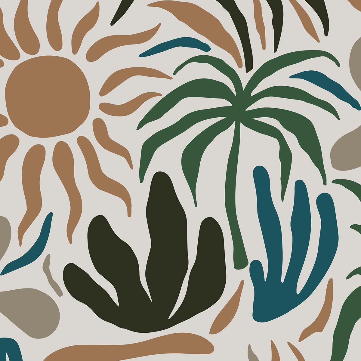 Papier peint plantes au soleil intissé, HEXOA