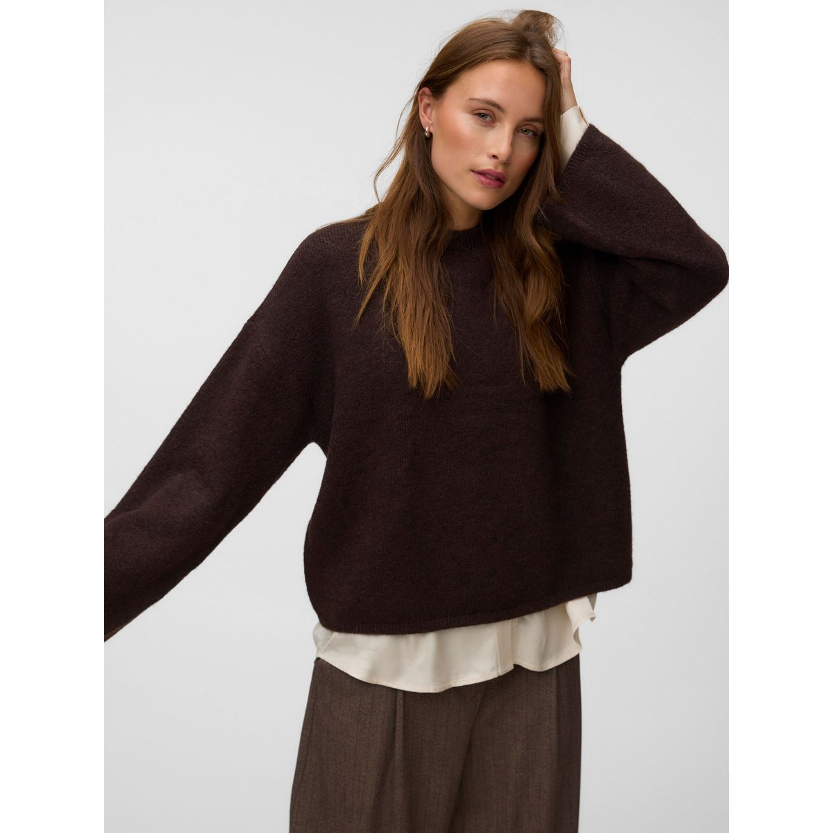 Pull En Maille marron - chocolate plum 1, VERO MODA