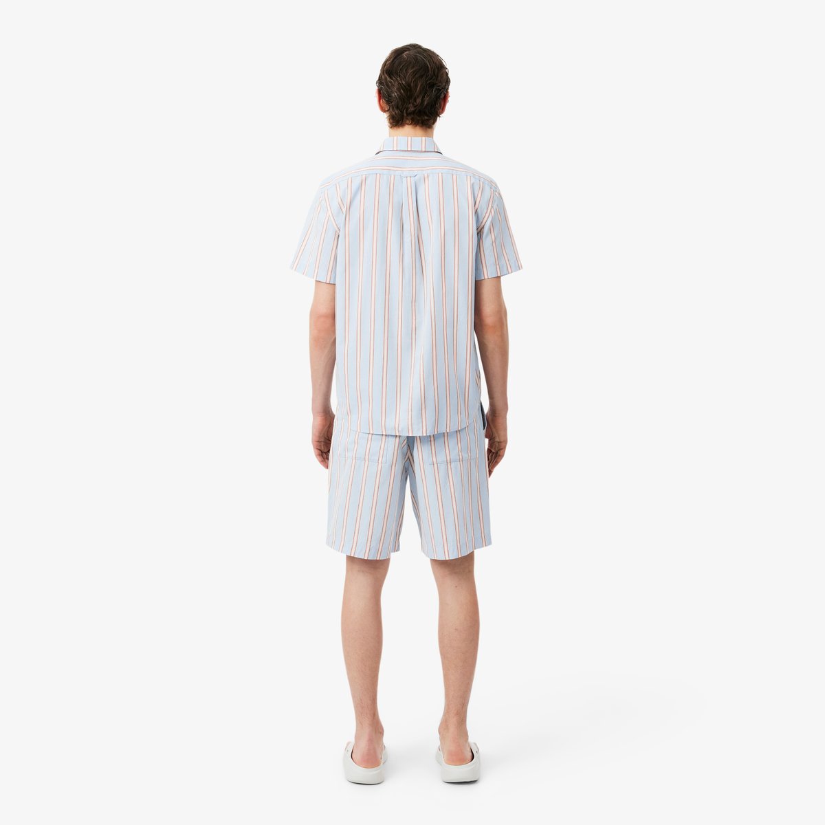 Short rayé popeline de coton bleu-zwv, LACOSTE