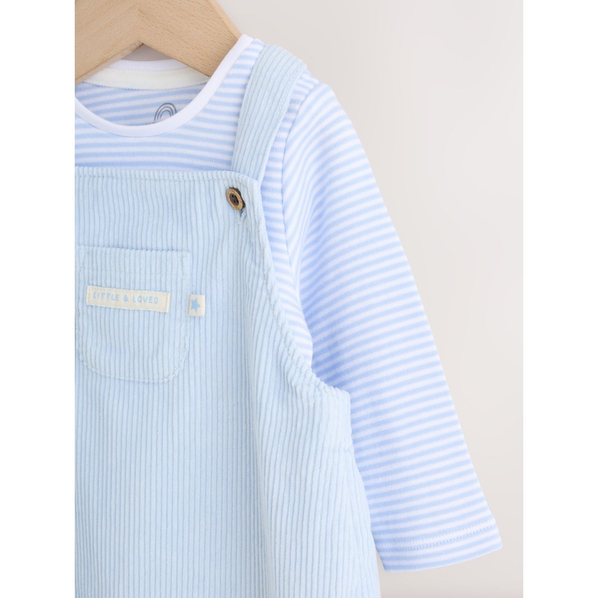 Salopette unie en velours côtelé et body bébé bleu, NEXT