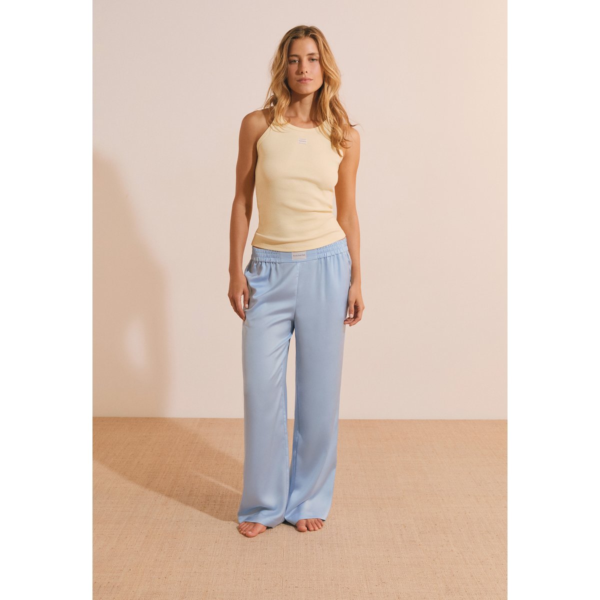Pantalon de pyjama satiné BRUNE bleu ciel, ETAM