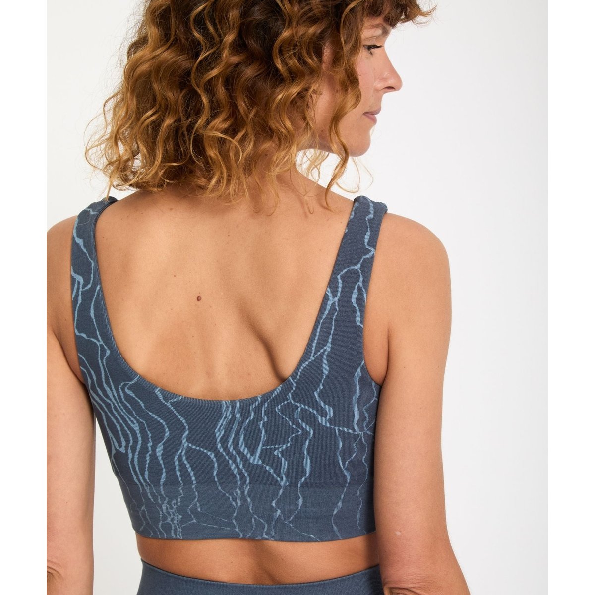 Brassière jacquard  DATTA bleu métal, YOGA SEARCHER