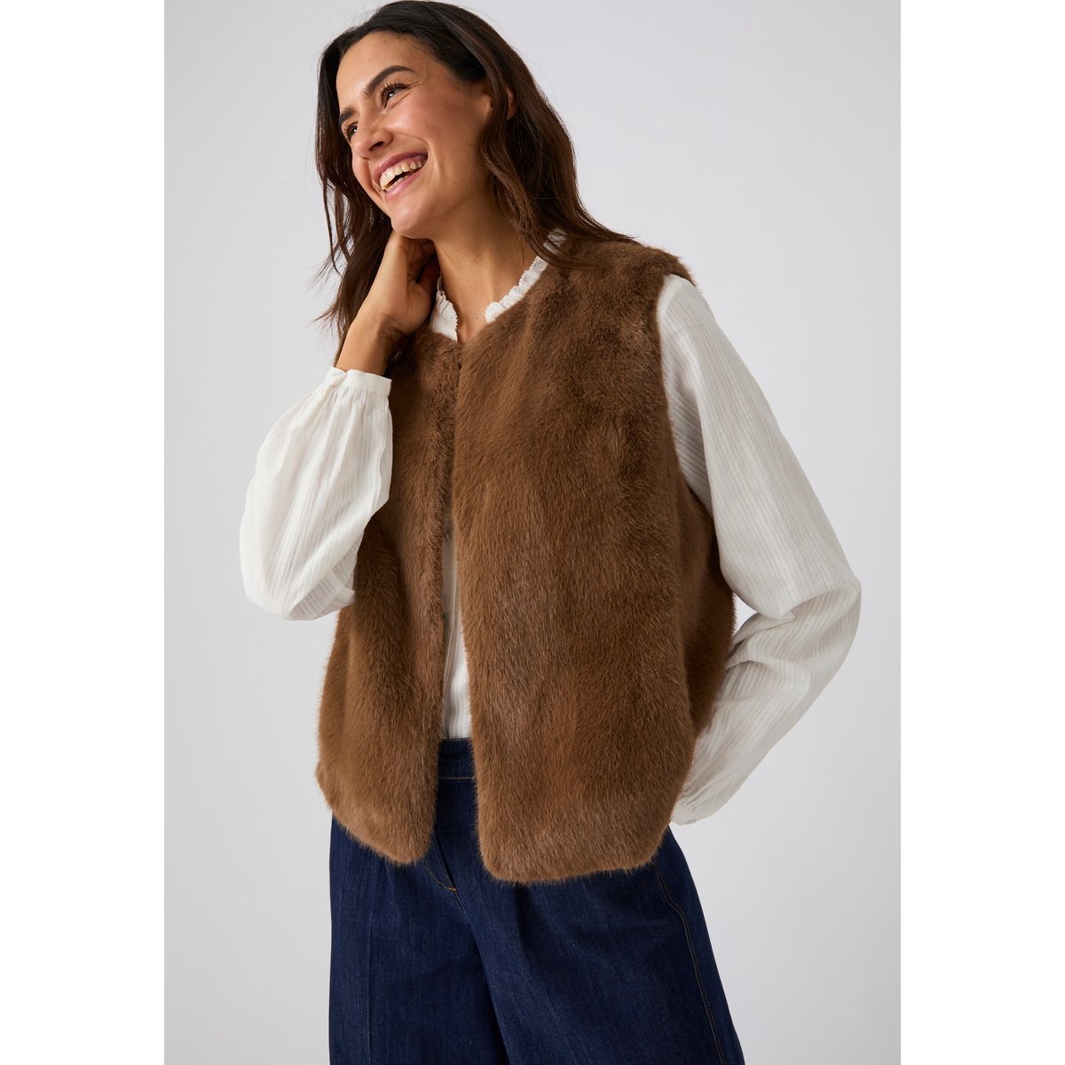 Veste sans manches toucher doux marron, DAMART