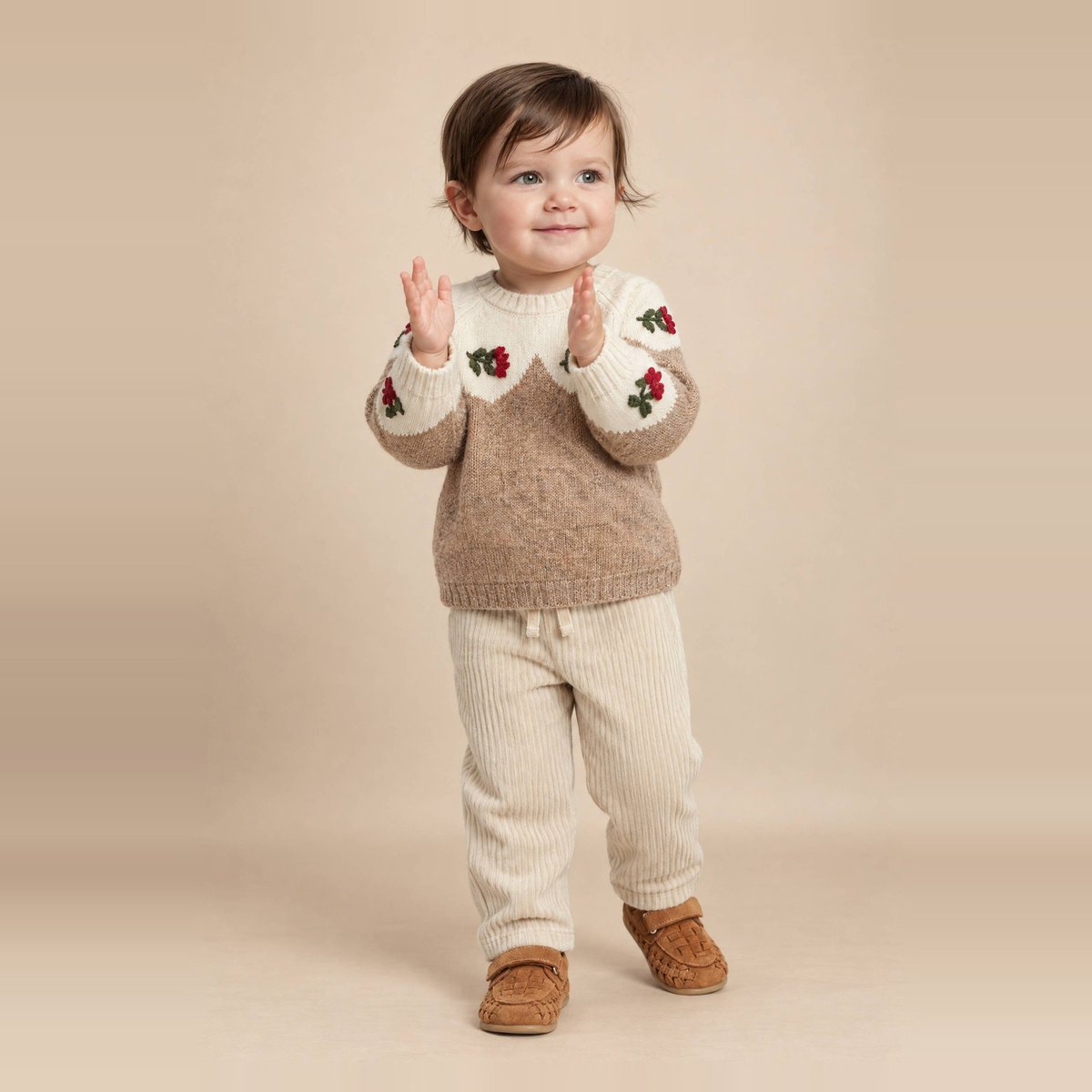 Pull jacquard brodé veloute melange, BOUT'CHOU