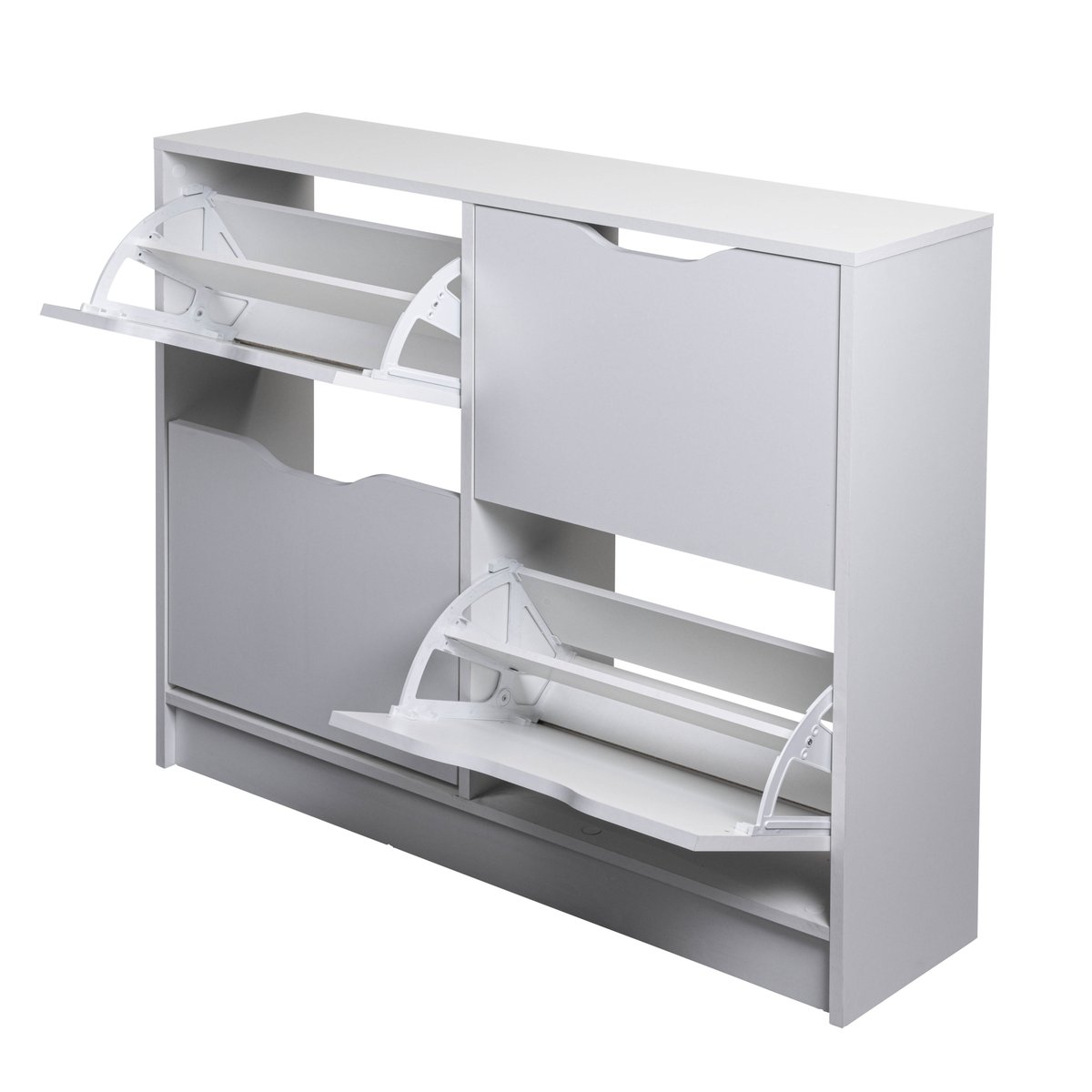 Meuble à chaussures 4 abattants en bois - MC12026 blanc, TERRE DE NUIT