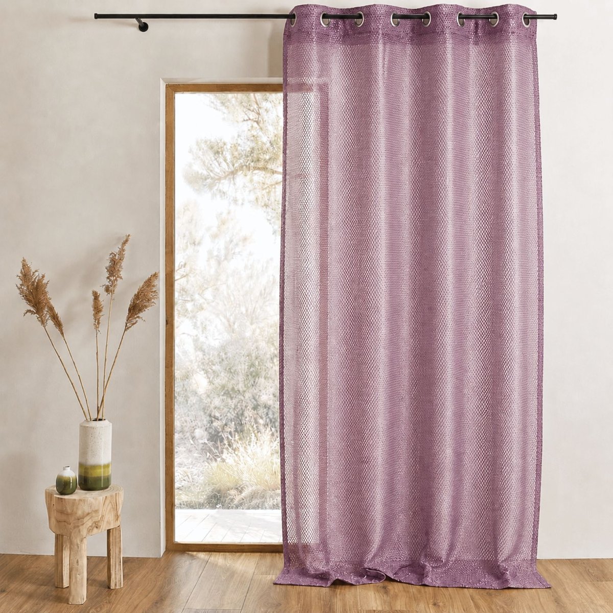 Voilage organza - Effet résille prune, HOME MAISON