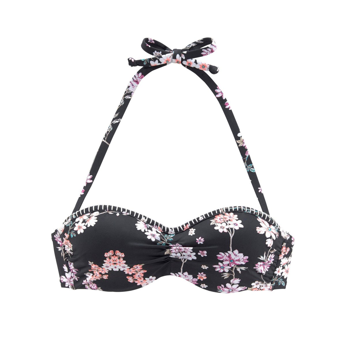 Haut maillot de bain bandeau armaturé Ditsy noir, LASCANA