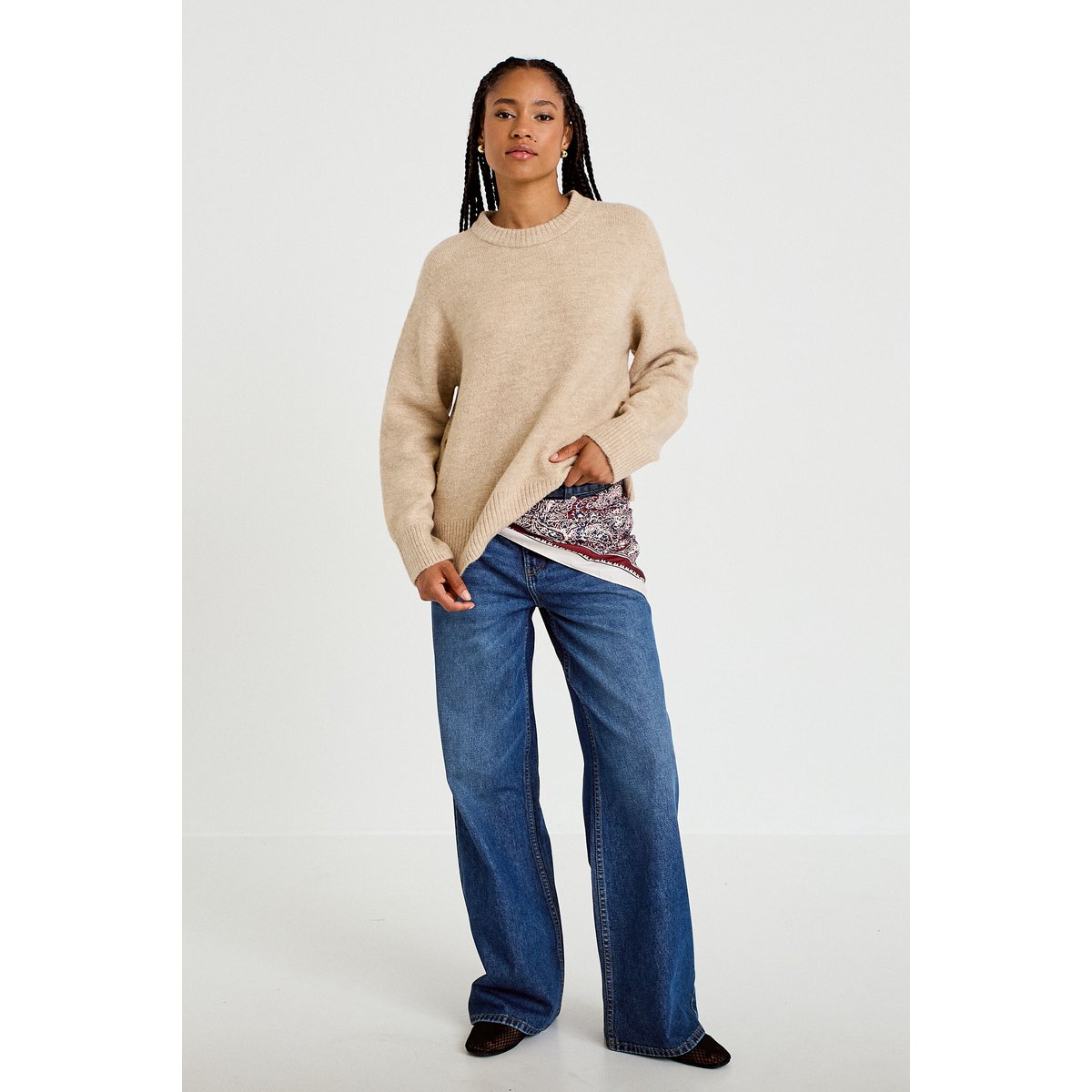 Pull manches longues beige, CACHE CACHE