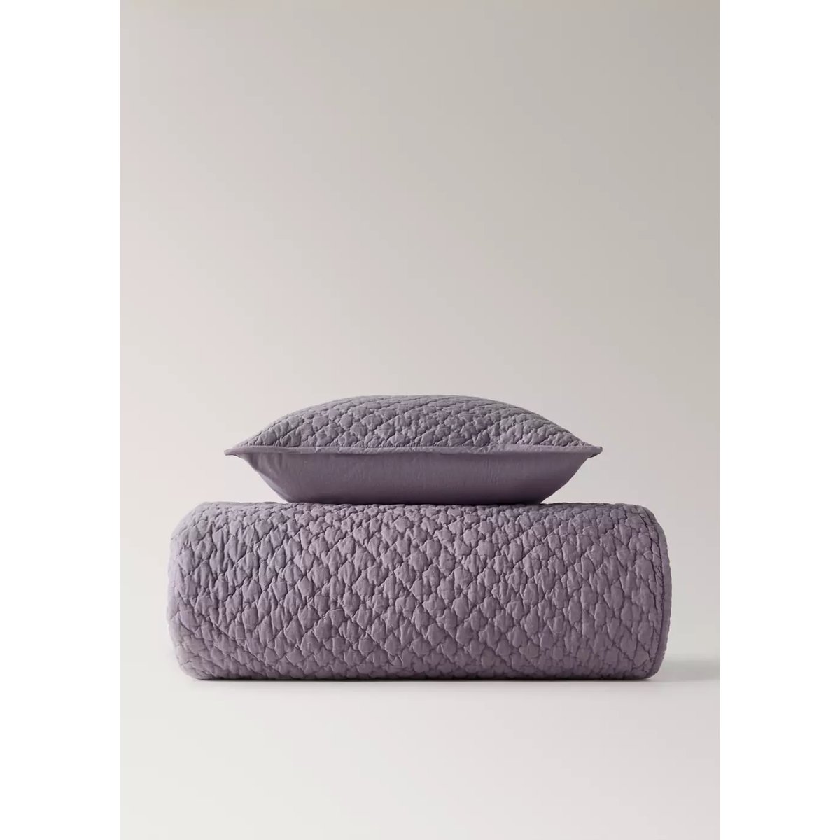 Housse de coussin lit coton surpiqûres fait main 50x50 cm lilas, MANGO HOME