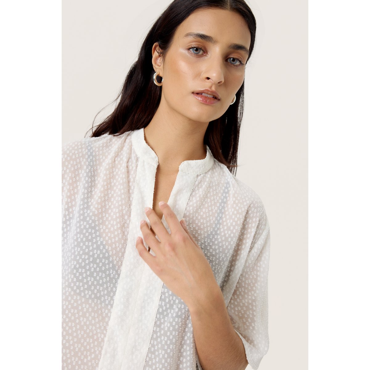 Blouse à manches courtes blanc whisper white, SOAKED IN LUXURY