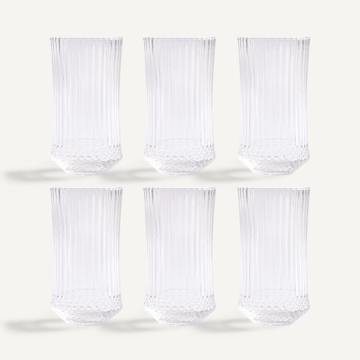 Lot de 6 verres à jus, en verre ciselé, ALUR transparent, AM.PM