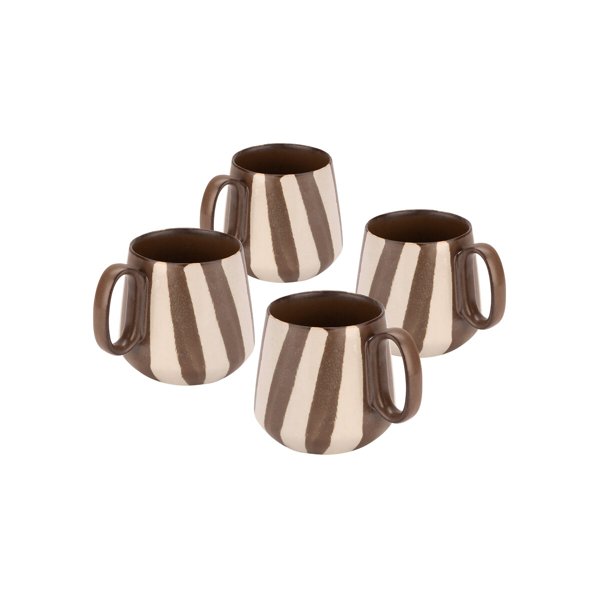 MADE.COM Set of 4 Mafalda Mugs in Stripe brown , MADE