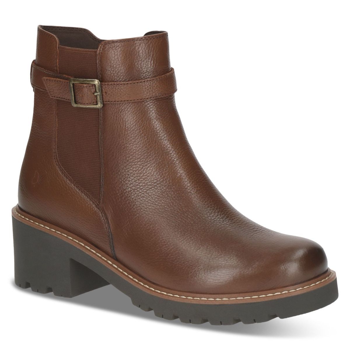 Bottine en cuir marron mocca combiné, CAPRICE