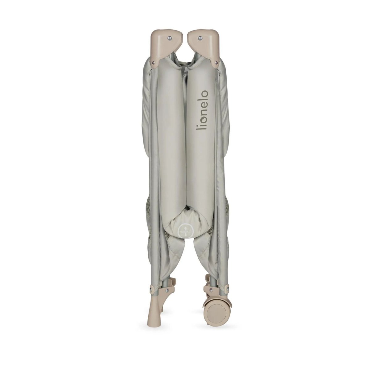 Lit parapluie bébé Amelie compact avec matelas Grey Concrete beige sand, LIONELO